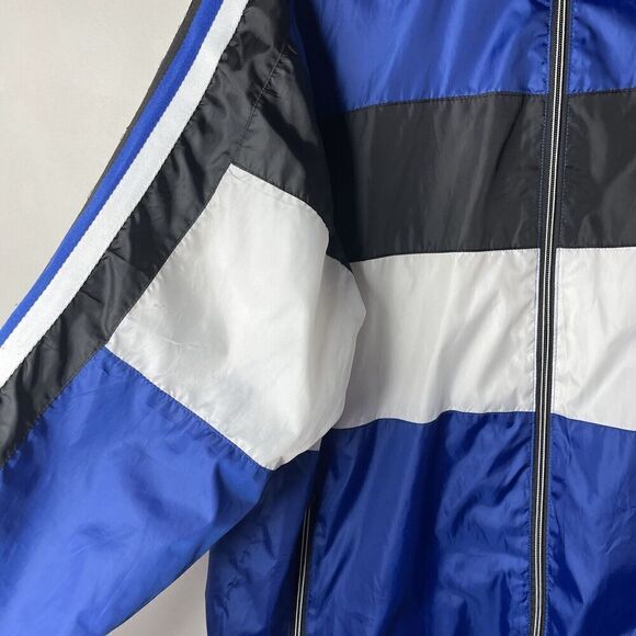 SOUTHPOLE Jacket Mens XXL Full Zip Windbreaker Y2K Blue Black White Stripe - Picture 5 of 16